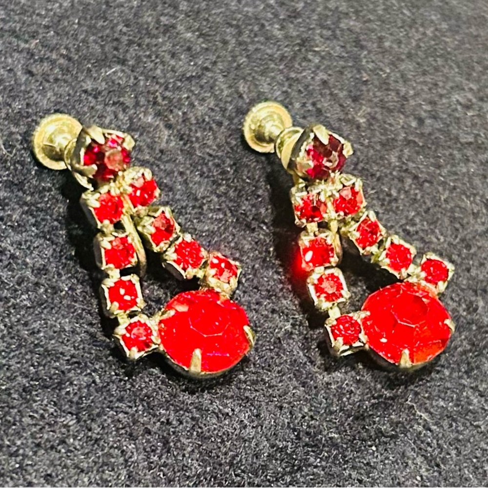 Vintage Red Crystal Earrings